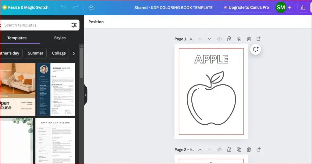 kdp coloring book template canva
