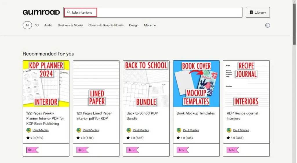 kdp interiors on gumroad