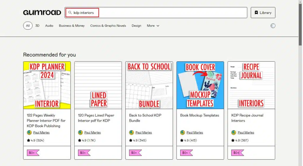 kdp interiors on gumroad