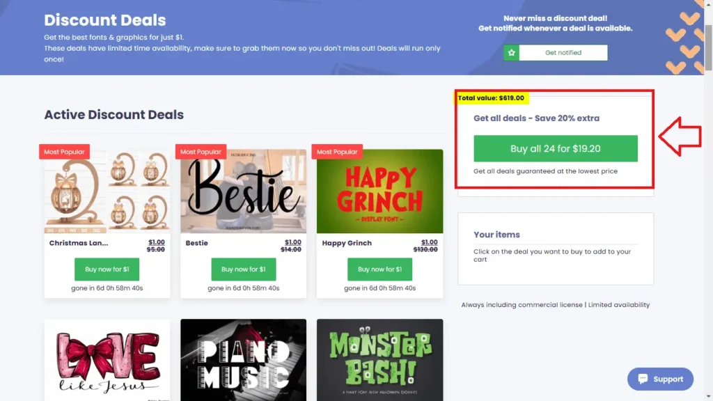 creative fabrica discount deals page