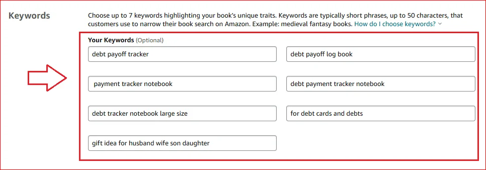 adding kdp backend keywords