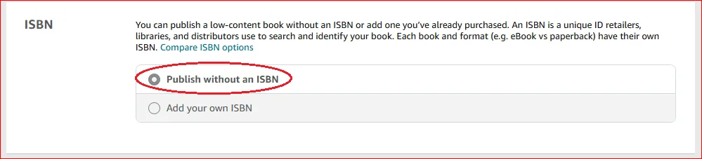 kdp isbn options