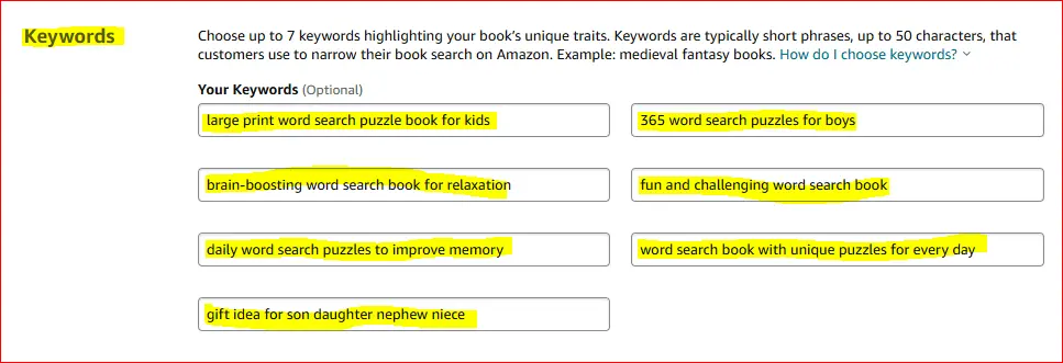 word search kdp backend keywords