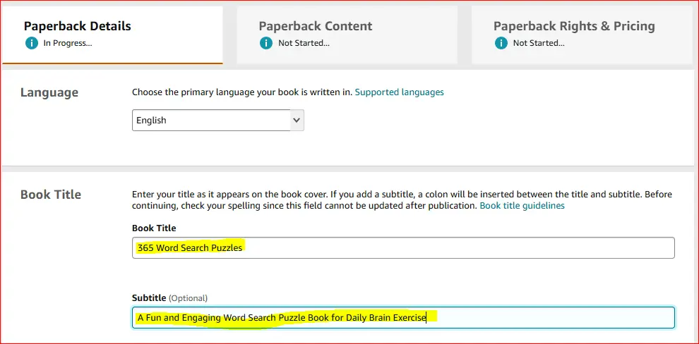 word search book title and subtitle