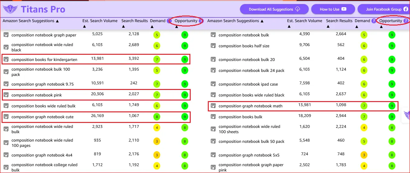 sorting feature in titans pro