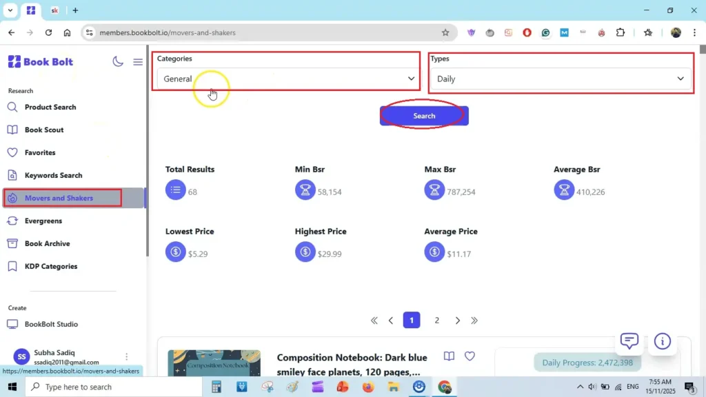 Amazon KDP Movers & Shakers: What’s Selling Daily, Weekly, and Monthly 1 book bolt kdp movers and shakers overview