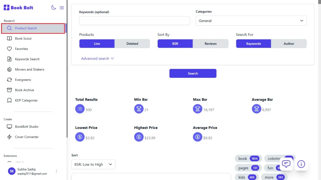 Amazon KDP Niche Research for Beginners (2026) 2 book bolt product search feature
