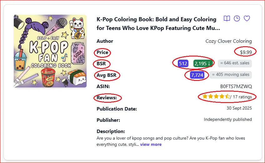 Amazon KDP Niche Research for Beginners (2026) 5 k-pop coloring book bold and easy
