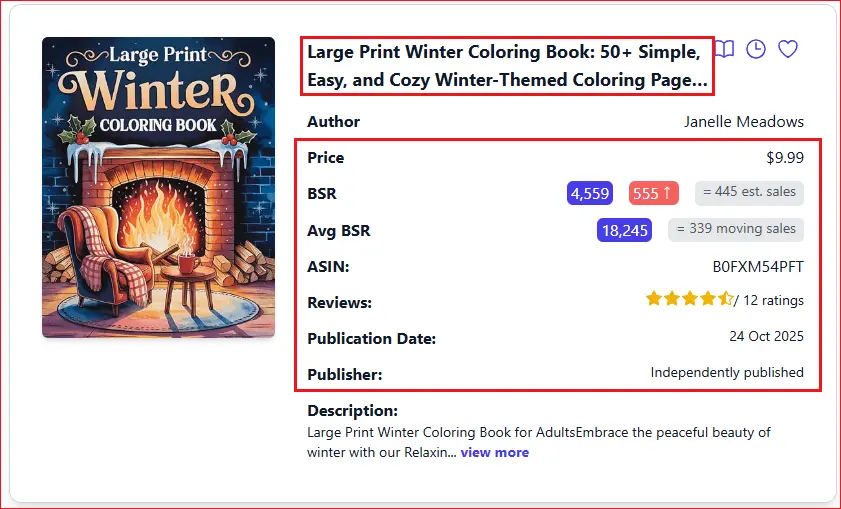 Amazon KDP Niche Research for Beginners (2026) 6 large print winter coloring book