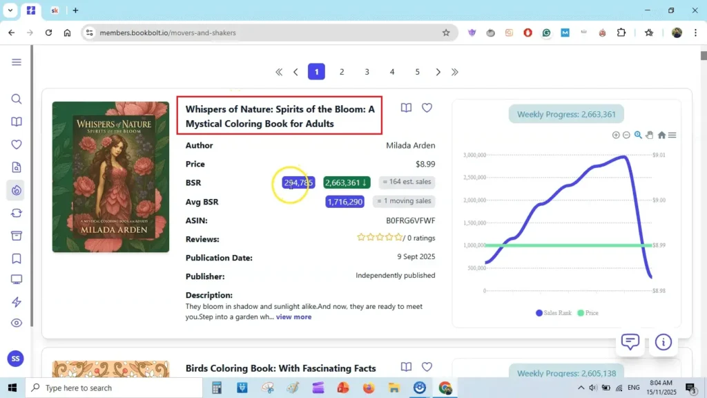 Amazon KDP Movers & Shakers: What’s Selling Daily, Weekly, and Monthly 8 whispers of nature coloring book