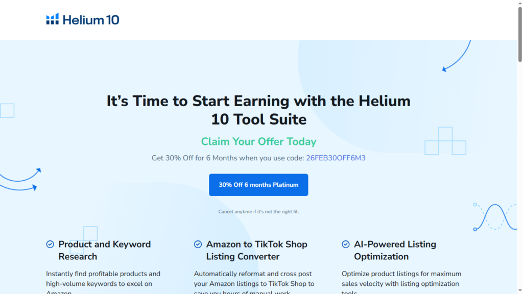 Helium 10 Promo | Get 30% Off for 6 Months 1 image