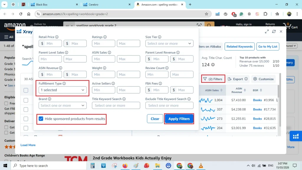 How I Find Low-Competition Amazon KDP Niches Using Helium 10 (Step-by-Step Tutorial) 15 applying filters in xray by helium 10