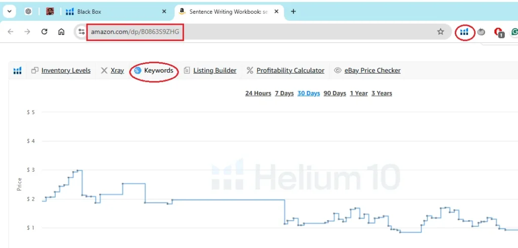 How I Find Low-Competition Amazon KDP Niches Using Helium 10 (Step-by-Step Tutorial) 9 viewing book keywords from the amazon page using helium 10 extension