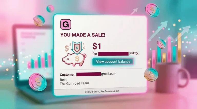 my first ever digital product sale on gumroad