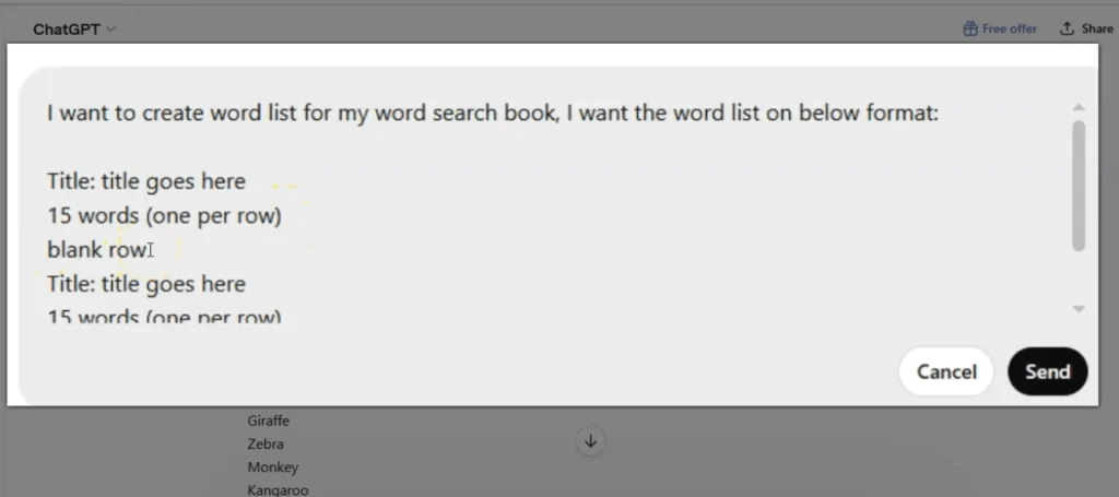How I Created a Word Search Puzzle Book in Minutes Using AI and Instant Puzzle Generator 2 chatgpt prompt for creating word lists