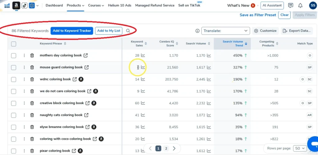 Titans Pro vs Helium 10 for Amazon KDP Keywords & Niche Research 3 helium 10 filters for keywords research for kdp