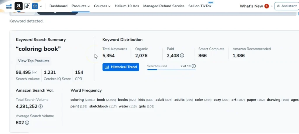 Titans Pro vs Helium 10 for Amazon KDP Keywords & Niche Research 2 helium 10 for kdp keywords overview