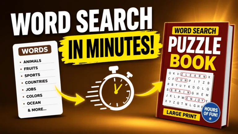 how i create word search puzzle books superfast