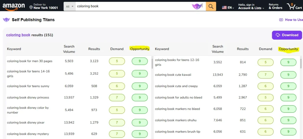 Titans Pro Amazon KDP Keyword Research Tutorial (2026 Guide) 4 sorting titans pro keywords