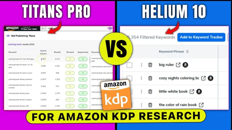 Titans Pro vs Helium 10 for Amazon KDP Keywords & Niche Research