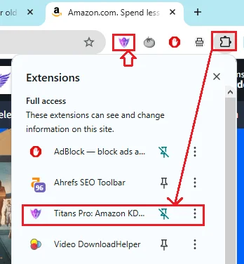 Titans Pro Amazon KDP Keyword Research Tutorial (2026 Guide) 2 titans pro chrome extension pin 2